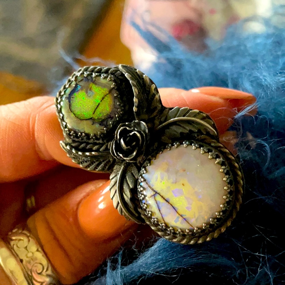 💚SOLD💚 Artisan Handmade Monarch opal ring Size 7.5 OOAK Rare HTF - Picture 9 of 9